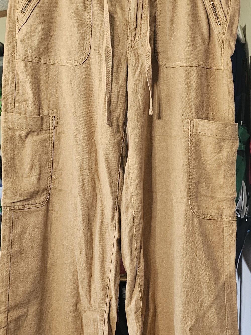 American Eagle Outfitters Women's Tan Dreamy Drape Baggy Wide Leg Pants Size 12